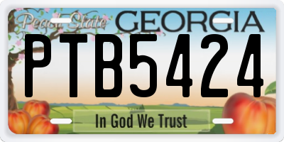 GA license plate PTB5424
