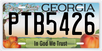 GA license plate PTB5426