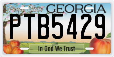 GA license plate PTB5429