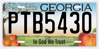 GA license plate PTB5430