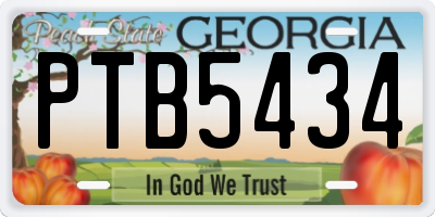 GA license plate PTB5434