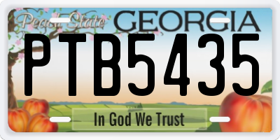 GA license plate PTB5435
