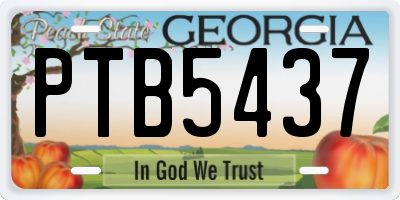 GA license plate PTB5437