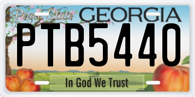 GA license plate PTB5440