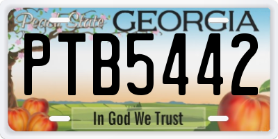 GA license plate PTB5442