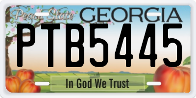GA license plate PTB5445