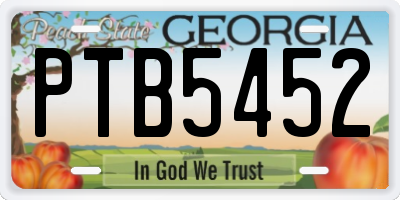 GA license plate PTB5452