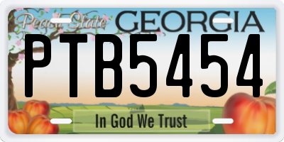 GA license plate PTB5454