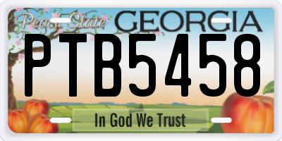 GA license plate PTB5458