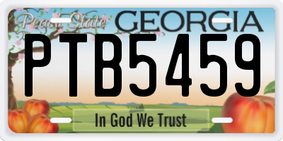 GA license plate PTB5459