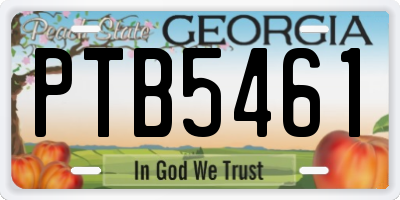 GA license plate PTB5461