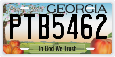 GA license plate PTB5462