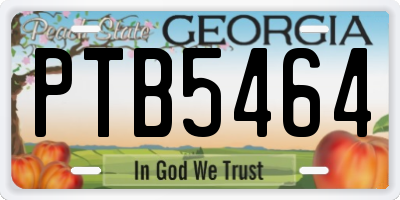 GA license plate PTB5464