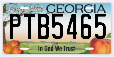 GA license plate PTB5465