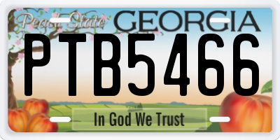 GA license plate PTB5466