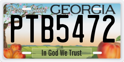 GA license plate PTB5472