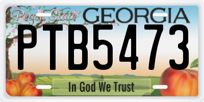 GA license plate PTB5473
