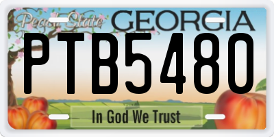 GA license plate PTB5480