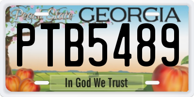 GA license plate PTB5489