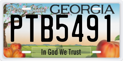 GA license plate PTB5491