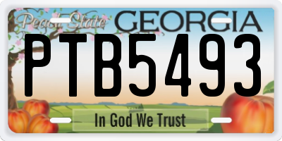 GA license plate PTB5493