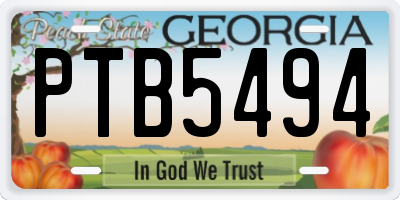 GA license plate PTB5494