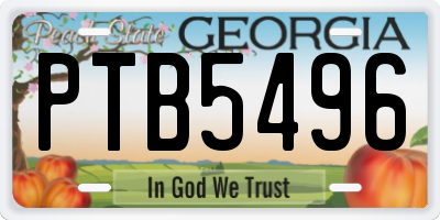 GA license plate PTB5496