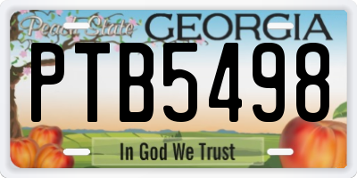 GA license plate PTB5498