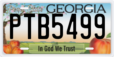 GA license plate PTB5499