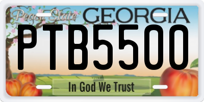 GA license plate PTB5500