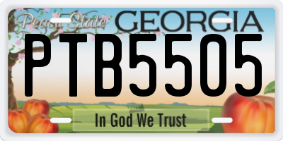 GA license plate PTB5505