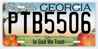 GA license plate PTB5506