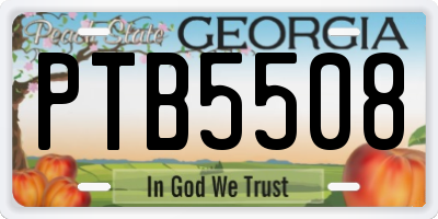 GA license plate PTB5508