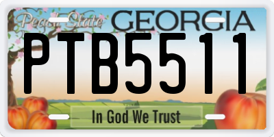 GA license plate PTB5511