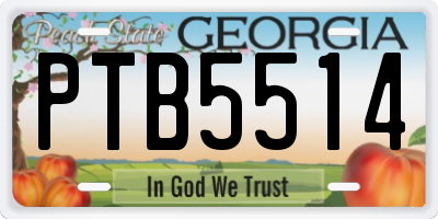 GA license plate PTB5514