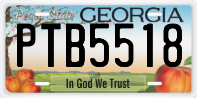 GA license plate PTB5518