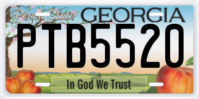 GA license plate PTB5520