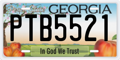 GA license plate PTB5521