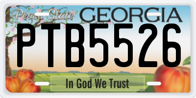 GA license plate PTB5526