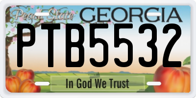 GA license plate PTB5532