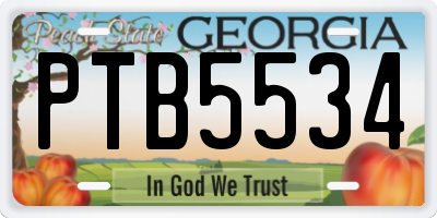 GA license plate PTB5534