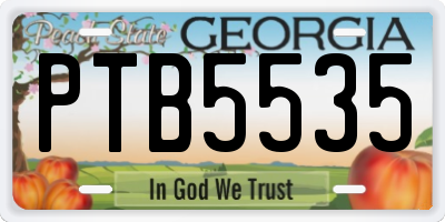 GA license plate PTB5535