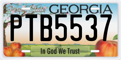 GA license plate PTB5537