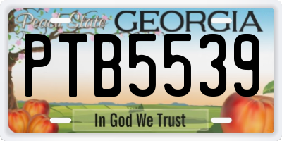 GA license plate PTB5539