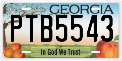 GA license plate PTB5543