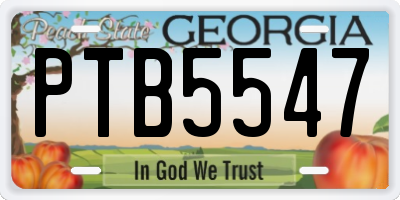 GA license plate PTB5547