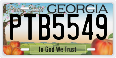 GA license plate PTB5549