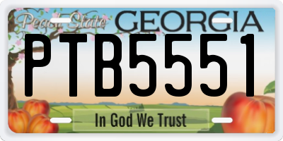 GA license plate PTB5551