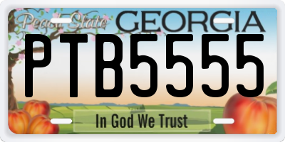 GA license plate PTB5555