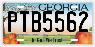 GA license plate PTB5562